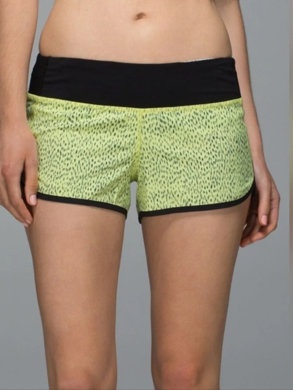 lululemon💎 athletica Neon Yellow & Black Run Shorts